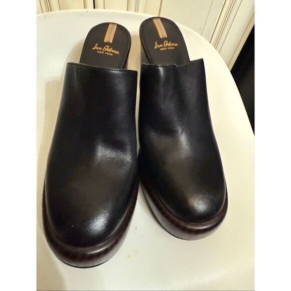 Sam Edelman Women's Shiloh Leather Block Heel Platform Clogs Black Size 7 NWT - Picture 2 of 15